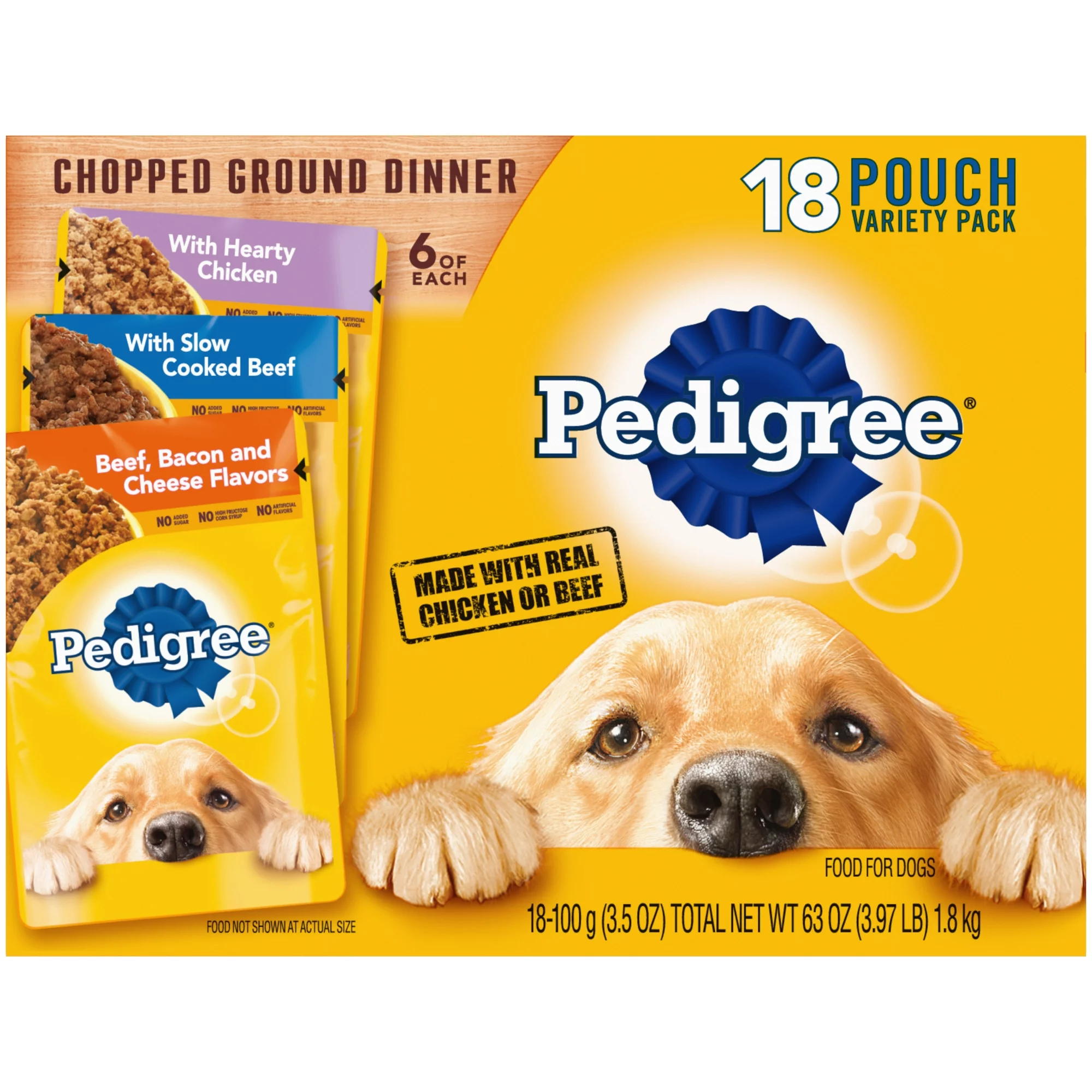 Pedigree Chopped Ground Dinner Meaty Wet Dog Food for Adult Dog Variety Pack 18 3 5 oz Pouches 32cd7b63 0769 4bfc 8558 0bf30c78abe6.2285f951a3f6d4ea97c784152ea12092