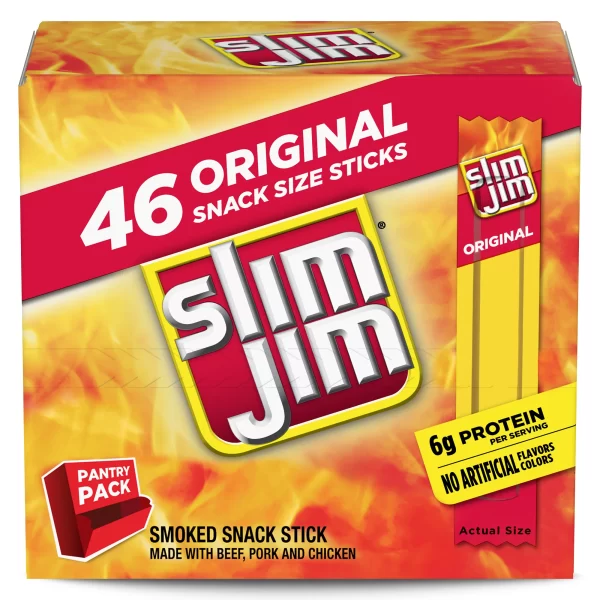 Slim Jim Snack Sized Smoked Meat Stick Original Flavor Keto Friendly Snack Stick 0 28 Oz 46 Count 773f0926 f4d6 41c5 9cf0 40d145841ccf.db0d18939d535b0d5edf712820ac0ddc
