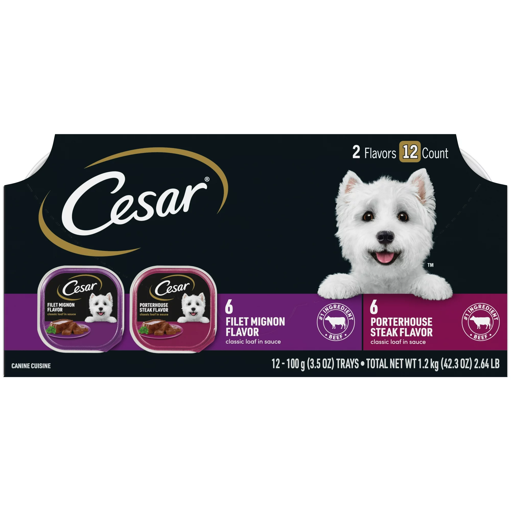 CESAR Classic Loaf in Sauce Beef Flavors Wet Dog Food Variety Pack 12 Pack 3 5 oz Trays 4b621717 c120 43f3 be1b 22cff9f718bf.90c17f2d587875b8d3179684adde7cd3