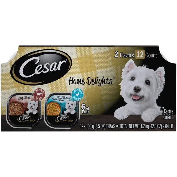 CESAR HOME DELIGHTS Chicken Beef Stew Wet Dog Food Variety Pack 12 Pack 3 5 oz Trays 7929f688 f938 4cbc a8e5 a37557071f43 1.cbba389bdcc3cdb6b70e52ffaae76348